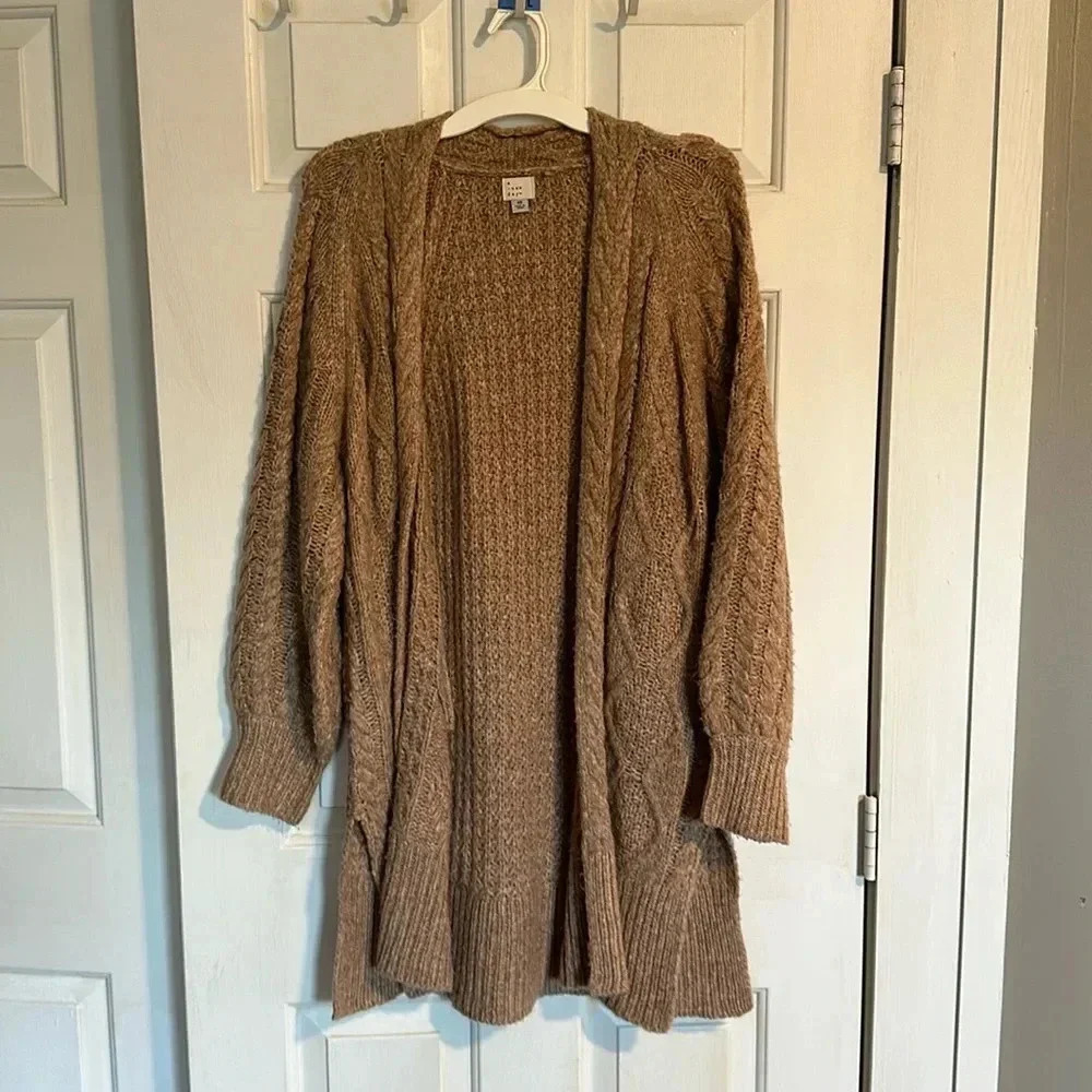 a new day Cable Knit Open-Front Cardigan - Brown